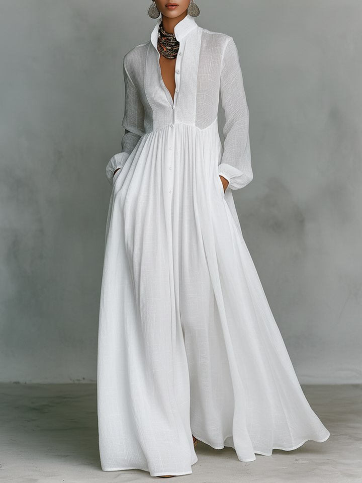 GLORIA™ - ROBE LONGUE EN LIN PATCHWORK