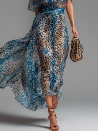 Selvaggia | Robe Maxi Off-Shoulder Imprimé Léopard