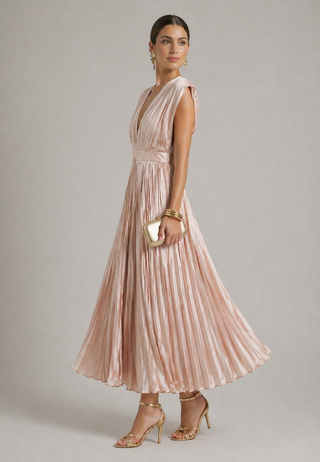 Estella | Robe Midi Plissée Élégante