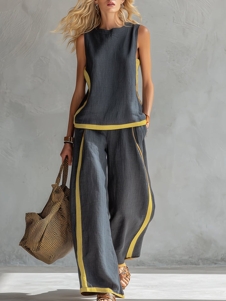 Marie – Ensemble complet avec gilet et pantalon en gris bicolore