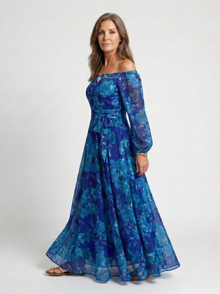 Judith | Robe Maxi Florale à Épaules Dégagées