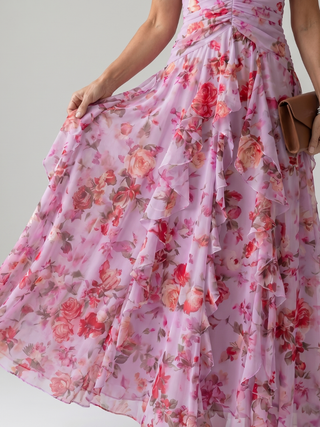 Primrose | Robe Maxi Fleurie à Col Halter