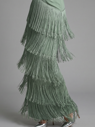 Marla | Robe Midi à Franges à Manches Longues