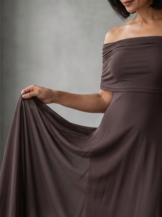 Nerissa | Robe Midi Drapée Off-Shoulder