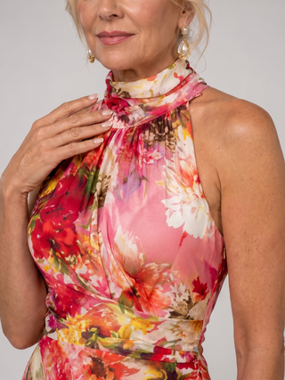 Elisabetta™ Robe longue à imprimé floral et encolure licou