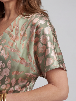 Marla | Robe Midi à Taille Twist Abstraite
