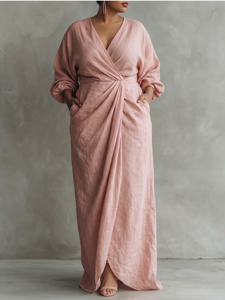 BETTY™ - ROBE LONGUE EN LIN ÉLÉGANTE À ENCOLURE EN V