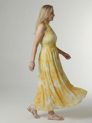 Robe mi-longue Sylin™ à col licou et fronces