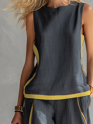 Marie – Ensemble complet de gilet et pantalon en gris bicolore