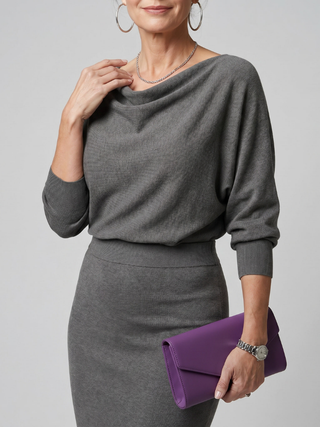 Bettany | Robe Midi à Col Drapé