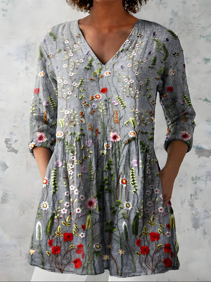 Audrey | Blouse Longue avec Col en V