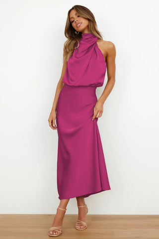 Emilia | Robe Maxi Drapée à Col Halter