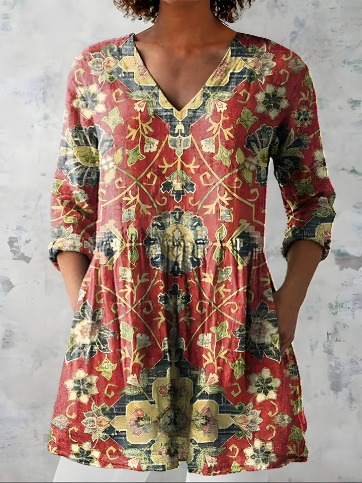Amoura | Longue Blouse avec Décolleté en V