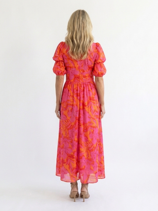 Willow | Robe Midi à Manches Bouffantes et Décolleté en V Floral