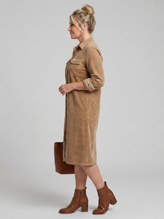 Darcy | Robe Midi à Poche Patch et Boutonnage Avant