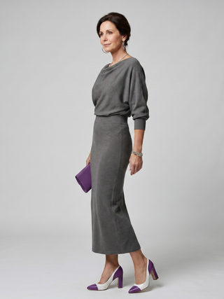 Bettany | Robe Midi à Col Drapé