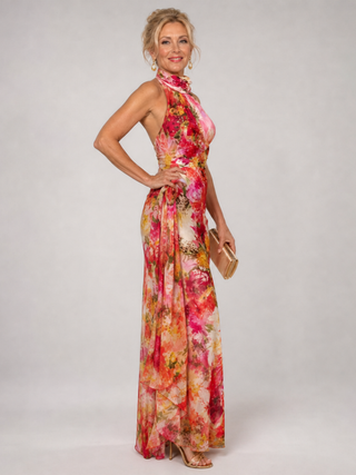 Elisabetta™ Robe longue à imprimé floral et encolure licou