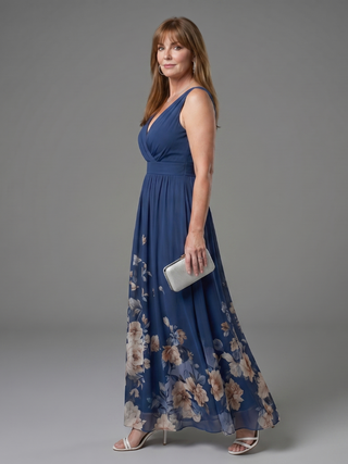 Danielle | Robe Midi Sans Manches à Ourlet Floral