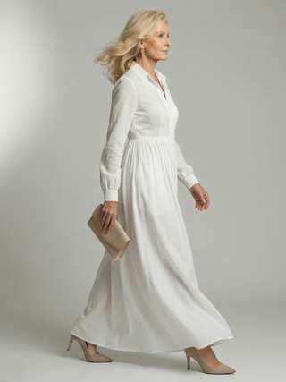 Amelia | Robe Maxi Élégante à Pliages