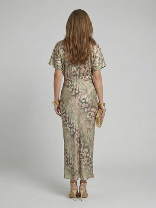 Marla | Robe Midi à Taille Twist Abstraite