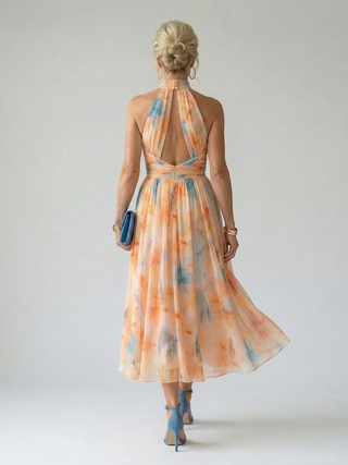 Corinne | Robe Midi à Col Halter Fluide
