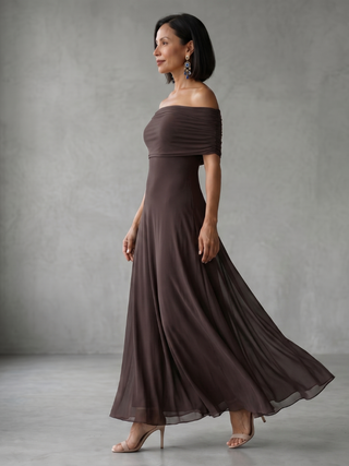 Nerissa | Robe Midi Drapée Off-Shoulder