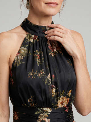 Sior™ Robe mi-longue fleurie à encolure licou