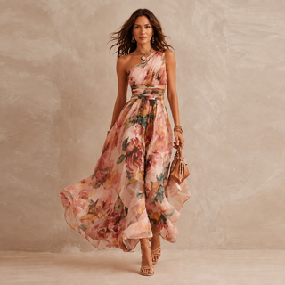 Celeste | Robe Maxi Florale à Une Épaule