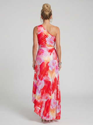 Taya™ Robe mi-longue à une épaule et corsage plissé