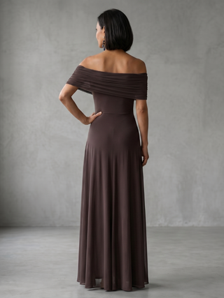 Nerissa | Robe Midi Drapée Off-Shoulder
