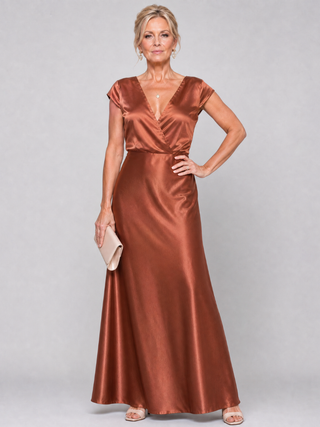 Samouse™ Robe longue à bustier croisé et manches courtes montées