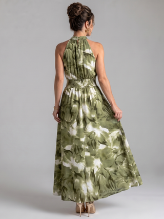 Robe mi-longue Olivia™ à taille froncée et imprimé abstrait