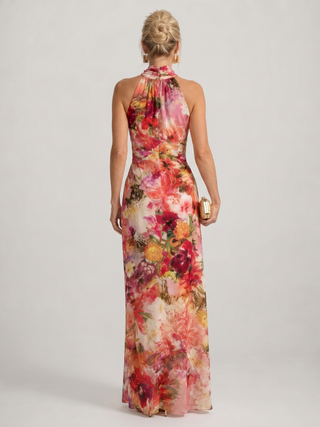 Elisabetta™ Robe longue à imprimé floral et encolure licou
