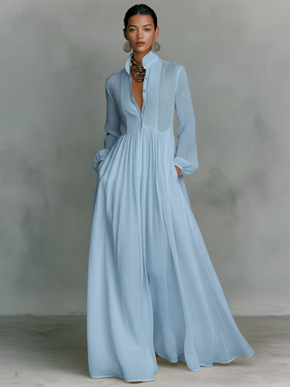 GLORIA™ - ROBE LONGUE EN LIN PATCHWORK