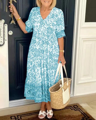 Keisha | Robe Fleurie à Col V Élégante