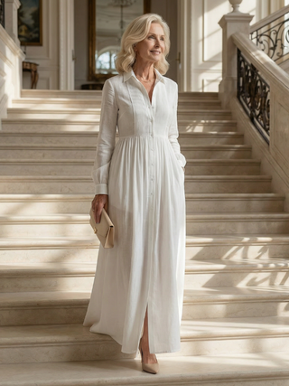 Amelia | Robe Maxi Élégante à Pliages