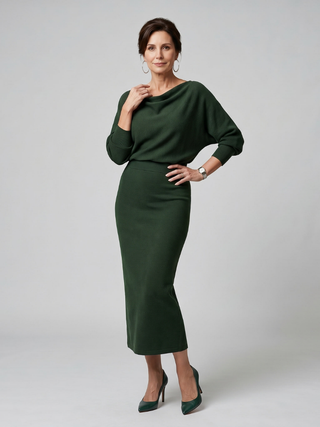 Bettany | Robe Midi à Col Drapé