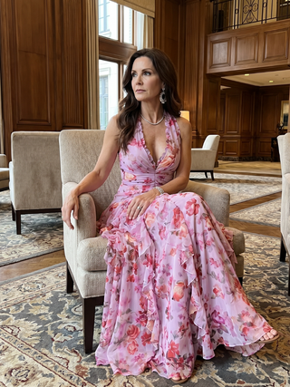 Primrose | Robe Maxi Fleurie à Col Halter