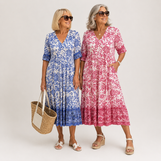 Keisha | Robe Fleurie à Col V Élégante