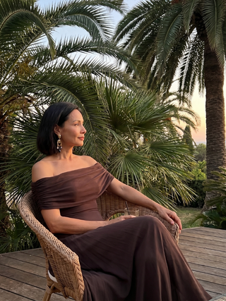 Nerissa | Robe Midi Drapée Off-Shoulder