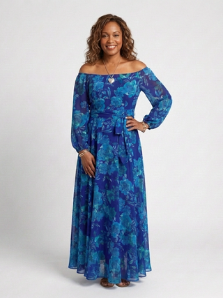 Judith | Robe Maxi Florale à Épaules Dégagées