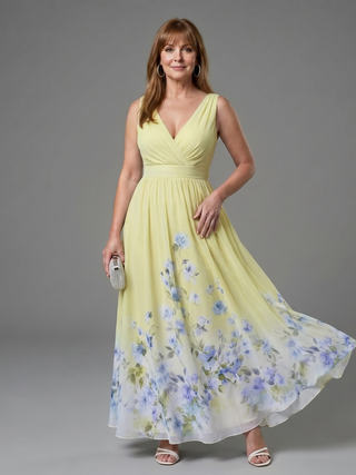 Danielle | Robe Midi Sans Manches à Ourlet Floral