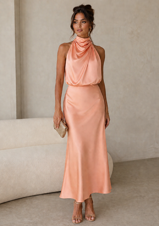 Emilia | Robe Maxi Drapée à Col Halter