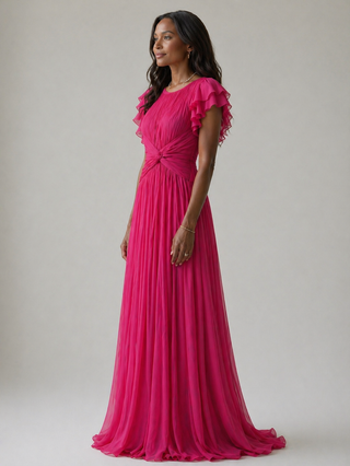 Victoria | Robe de Soirée à Manches Volantes Plissées
