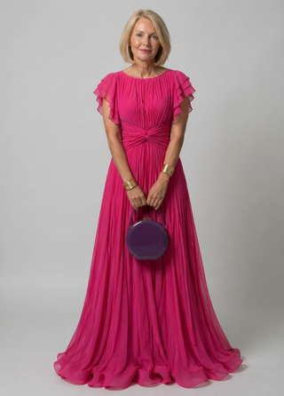 Victoria | Robe de Soirée à Manches Volantes Plissées