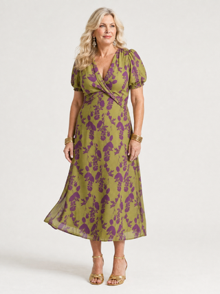 Virel™ Robe mi-longue fleurie à coupe décontractée