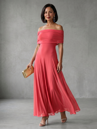 Nerissa | Robe Midi Drapée Off-Shoulder