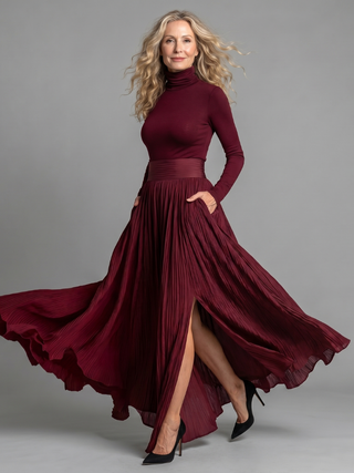 Diane | Robe Midi à Manches Longues et Col Roulé