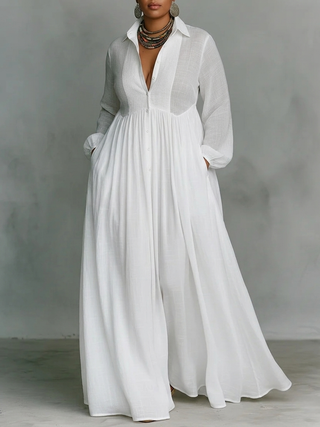 GLORIA™ - ROBE LONGUE EN LIN PATCHWORK