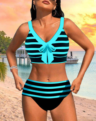 Martina™ | Bikini rayé à taille haute